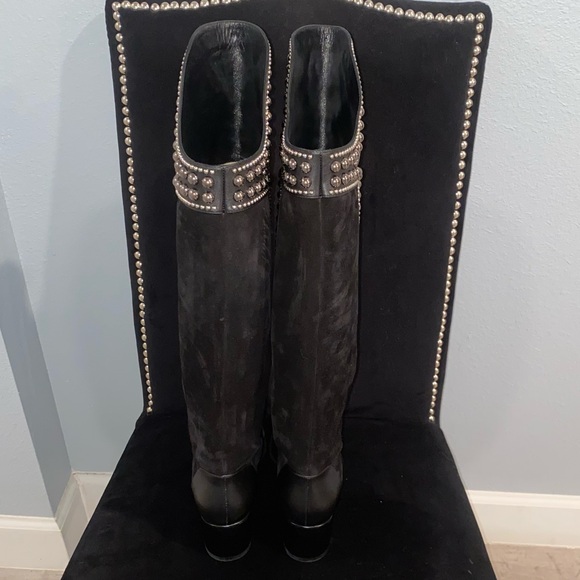 NEW: CHRISTIAN LOUBOUTIN • Alixos Black Knee High Embellished Boot- 38 1/2 - Picture 6 of 16